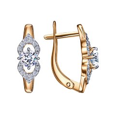 Серьги из красного золота с камнями Фианит