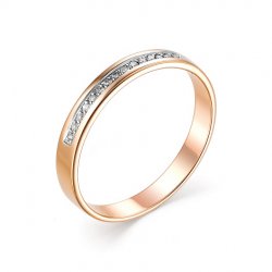 Verighetă din aur roșu cu pietre Diamant