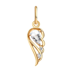 Pandantiv din aur roșu cu pietre Cubic Zirconia Incolor, Topaz