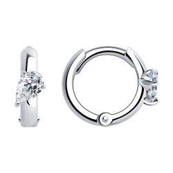 Серьги Конго из серебра с камнями Фианит