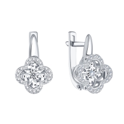 Cercei din aur alb cu pietre Diamant