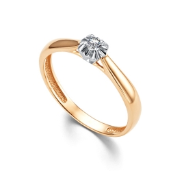 Кольцо из красного золота с камнями Бриллиант