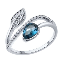 Inel din aur alb cu pietre Diamant, Topaz London