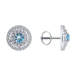Cercei Pusete din aur alb cu Cubic Zirconia Incolor, Topaz Swiss