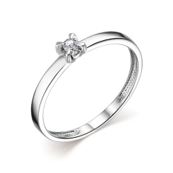 Кольцо из белого золота с камнями Бриллиант