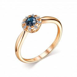 Inel din aur roșu cu pietre Diamant, Safir