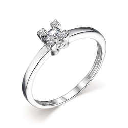 Кольцо из белого золота с камнями Бриллиант