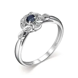 Inel din aur alb cu Diamant, Safir