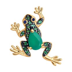 Подвеска из красного золота с камнями Фианит Зелёный, Агат зеленый и Корунд