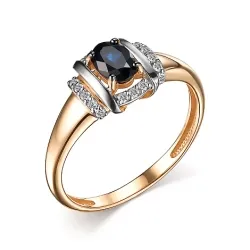 Inel din aur roșu cu Diamant, Safir