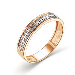 Verighetă din aur roșu cu pietre Diamant