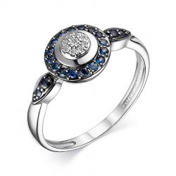 Inel din aur alb cu pietre Diamant, Safir
