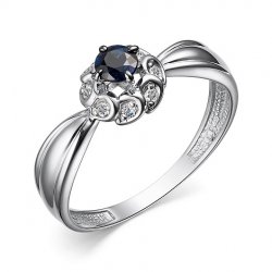 Inel din aur alb cu pietre Diamant, Safir