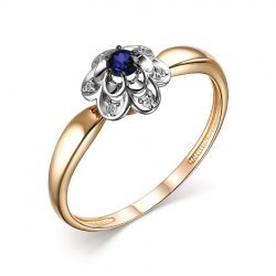 Inel din aur roșu cu pietre Diamant, Safir