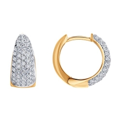 Cercei Creole din aur roșu cu pietre Diamant