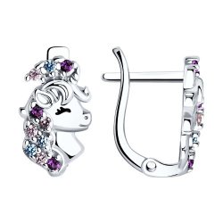 Cercei p-u copii din argint  cu pietre Cubic Zirconia Colorat, Emailare