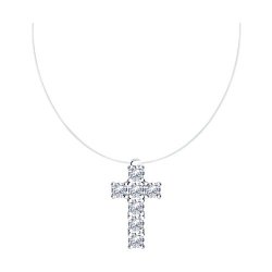 Colier din argint  cu pietre Cubic Zirconia Incolor, Fir transparent