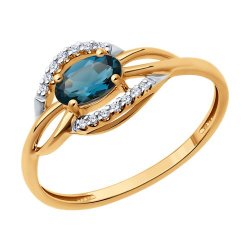 Inel din aur roșu cu pietre Diamant, Topaz London