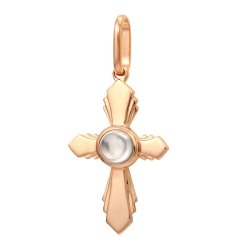 Cruce din aur roșu cu pietre Cubic Zirconia Incolor