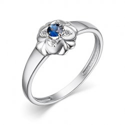 Inel din aur alb cu pietre Diamant, Safir