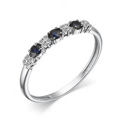 Inel din aur alb cu pietre Diamant, Safir