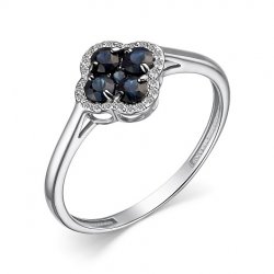 Inel din aur alb cu pietre Diamant, Safir