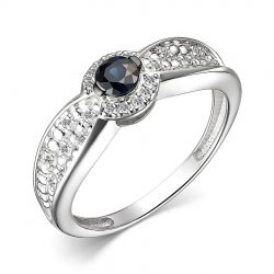 Inel din aur alb cu pietre Diamant, Safir