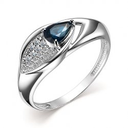 Inel din aur alb cu pietre Diamant, Safir