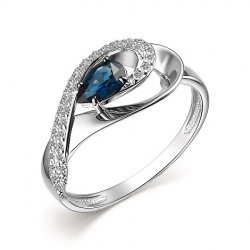 Inel din aur alb cu pietre Diamant, Safir