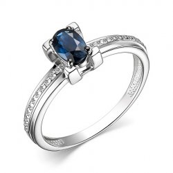 Inel din aur alb cu pietre Diamant, Safir