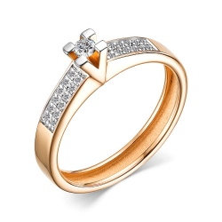 Кольцо из красного золота с камнями Бриллиант