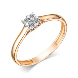 Inel din aur roșu cu pietre Diamant