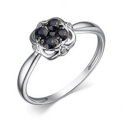 Inel din aur alb cu pietre Diamant, Safir