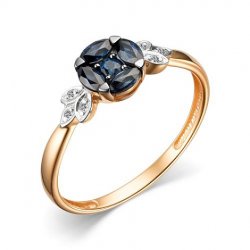 Inel din aur roșu cu pietre Diamant, Safir