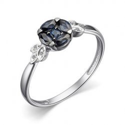 Inel din aur alb cu pietre Diamant, Safir