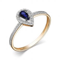 Inel din aur roșu cu pietre Diamant, Safir