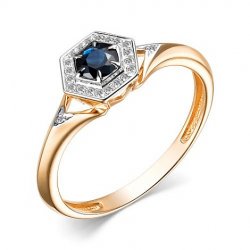 Inel din aur roșu cu pietre Diamant, Safir