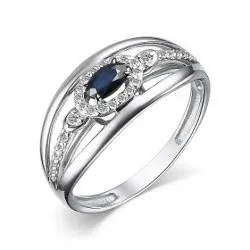 Inel din aur alb cu Diamant, Safir