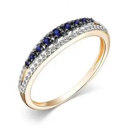 Inel din aur roșu cu Diamant, Safir