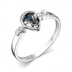Inel din aur alb cu pietre Diamant, Safir