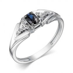 Inel din aur alb cu pietre Diamant, Safir