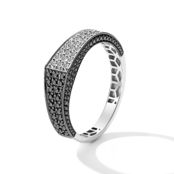 Кольцо из белого золота с камнями Бриллиант, Черный бриллиант