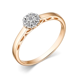 Кольцо из красного золота с камнями Бриллиант