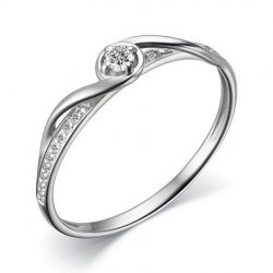 Inel din aur alb cu pietre Diamant