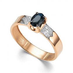 Inel din aur roșu cu pietre Diamant, Safir