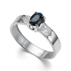 Inel din aur alb cu pietre Diamant, Safir