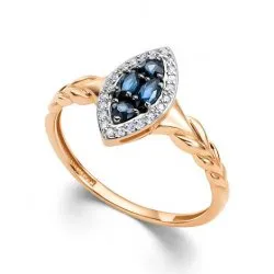 Inel din aur roșu cu Diamant, Safir