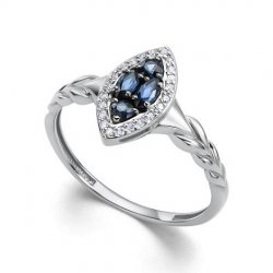 Inel din aur alb cu pietre Diamant, Safir
