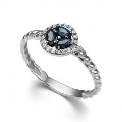 Inel din aur alb cu pietre Diamant, Safir
