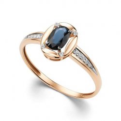 Inel din aur roșu cu pietre Diamant, Safir